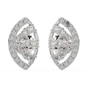 Moissanite Diamond Flower Stud Earrings: 14k Gold, Sterling Silver, Screw Back