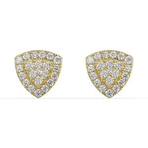 14K Yellow Gold Flower Diamond Stud Earrings: Moissanite Jewelry