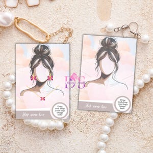 Jewelry Display Card, 30 Editable Earring Display Card, Earring Tag, Necklace Card template, Custom Jewelry Card, Girl Portrait Abstract