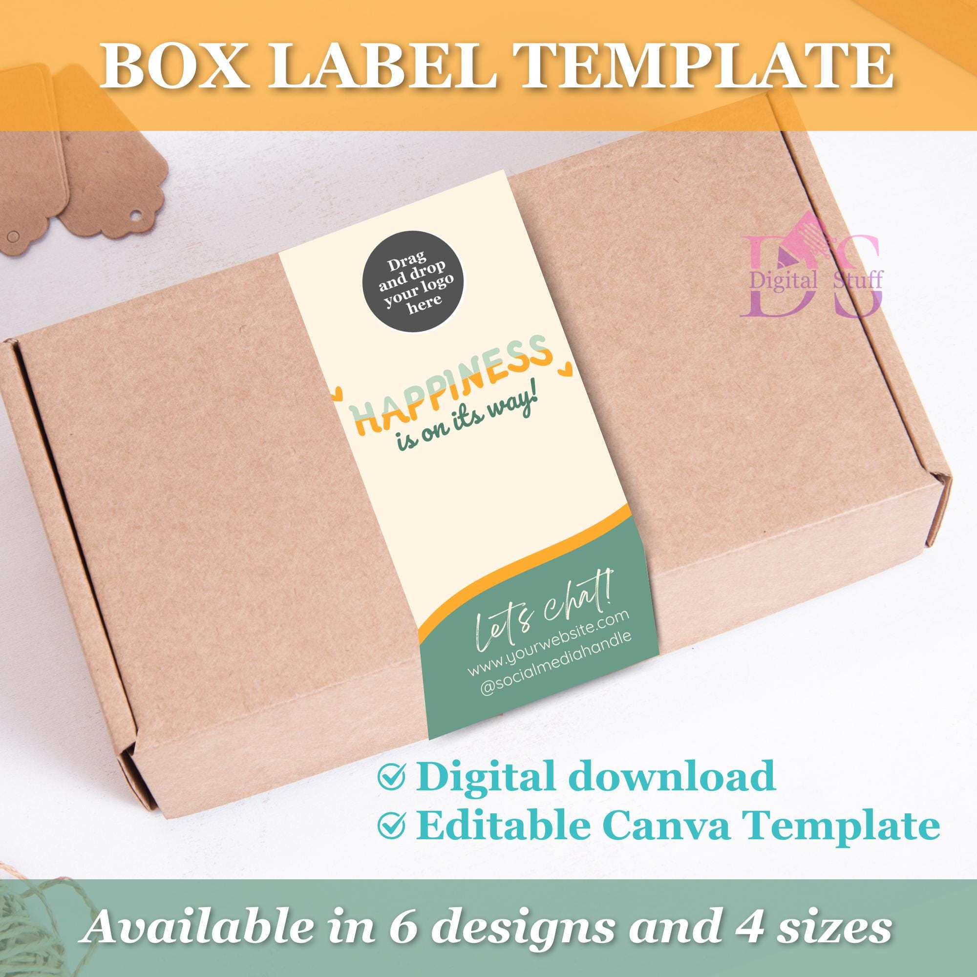 Custom Box Label Canva Template, Packaging Seal Design, Printable ...