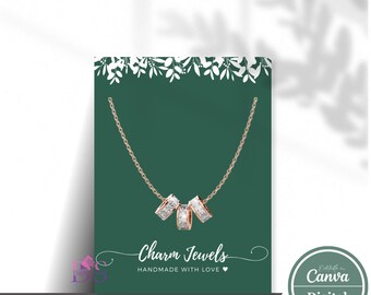 Editable Jewelry Display Card Canva Template | Minimalist Earring, Necklace & Bracelet Holder | Printable Jewelry Packaging Inserts