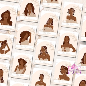 20 Editable Jewelry Display Card Canva Template, Portrait Girl Printable Packaging Label Card Holder, Custom Earring, Bracelet, Necklace Tag