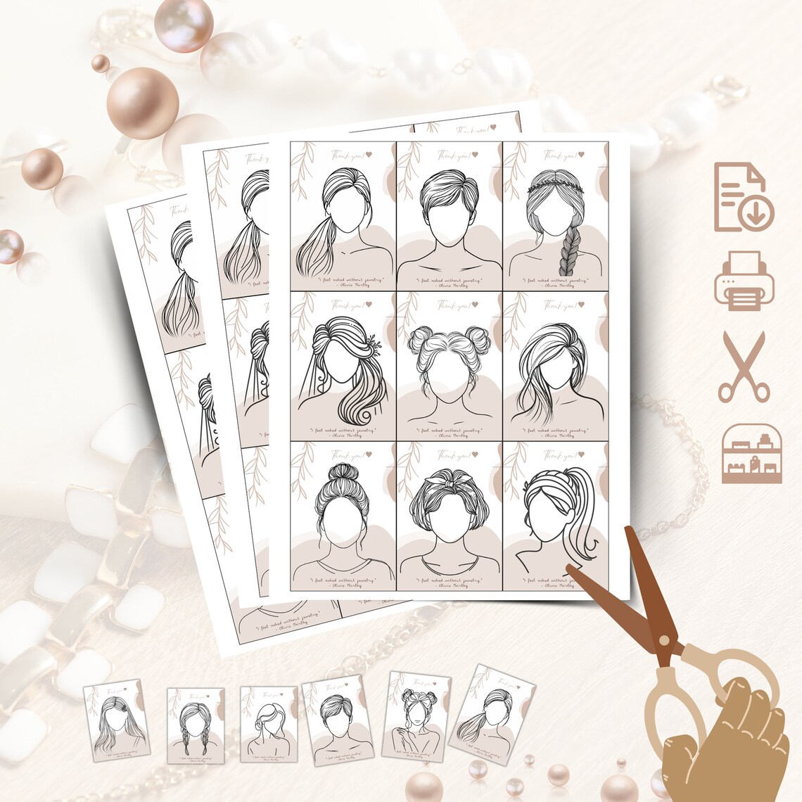 Printable Jewelry Display Card Label 30 Beige Girl Design Canva Earring ...