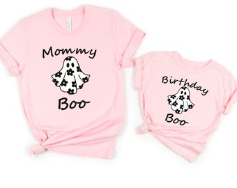 Spooky Birthday Boo Shirt, Pink Ghost, Halloween Party Tees