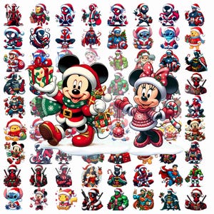 Cartoon Christmas Bundle Png, Cute Christmas Png, Mouse And Friend Christmas Png, Superhero Xmas Png, Cute Superhero Png, Chibi Superhero