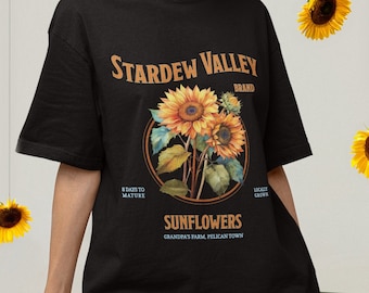 Stardew Valley Shirt Oversized Sunflower TShirt Trendy Gaming Gift For Cozy Gamer Pelican Town Summer Graphic Tee Stardew Merch Unique Gift