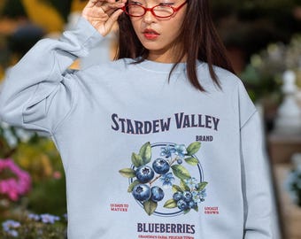 Stardew Valley Blueberry Botanical Sweatshirt Cozy Gamer Gift
