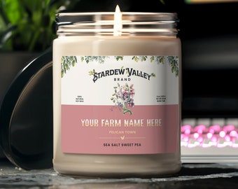 Stardew Valley Candle Personalized Gift For Gamer Custom Text Candle Cute Cozy Gaming Gift Pelican Town Stardew Merch Gamer Birthday Gift