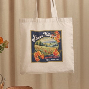 Stardew Valley Poppy Tote Bag, Trendy Gaming Gift, Cozy Gamer, Pelican Town, Botanical Flower Bag, Stardew Merch, Canvas