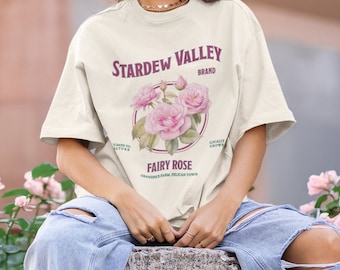 Stardew Valley Shirt Oversized Fairy Rose TShirt Trendy Gaming Gift For Cozy Gamer Pelican Town Summer Graphic Tee Stardew Merch Unique Gift
