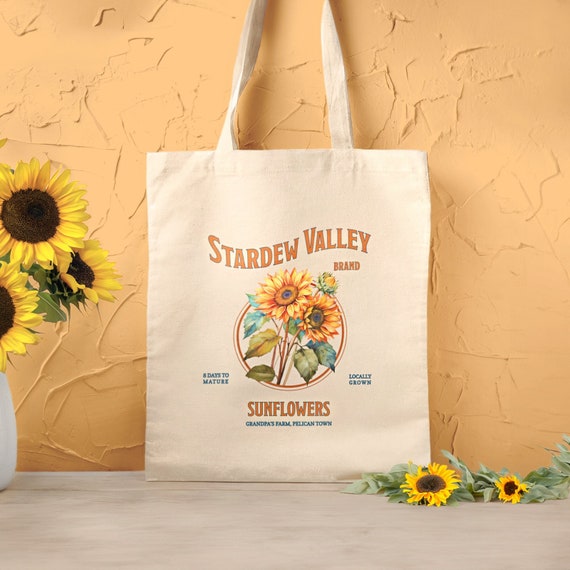 Stardew Valley Tote Bag Sunflower Tote Trendy Gift For Cozy Gamer Vibes Pelican Town Unique Canvas Tote Bag, Stardew Merch Summer Totebag