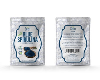 Organic Spirulina Powder Blue, 100% Superfood Phycocyanin, Vegan 1.76oz (50g)