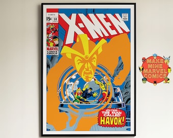 X-Men Wall Art / Marvel Comic Print / Descarga digital / Cartel retro vintage de la década de 1960 / Relación A1 y 2:3 / superhéroes / regalo / #XMCC001