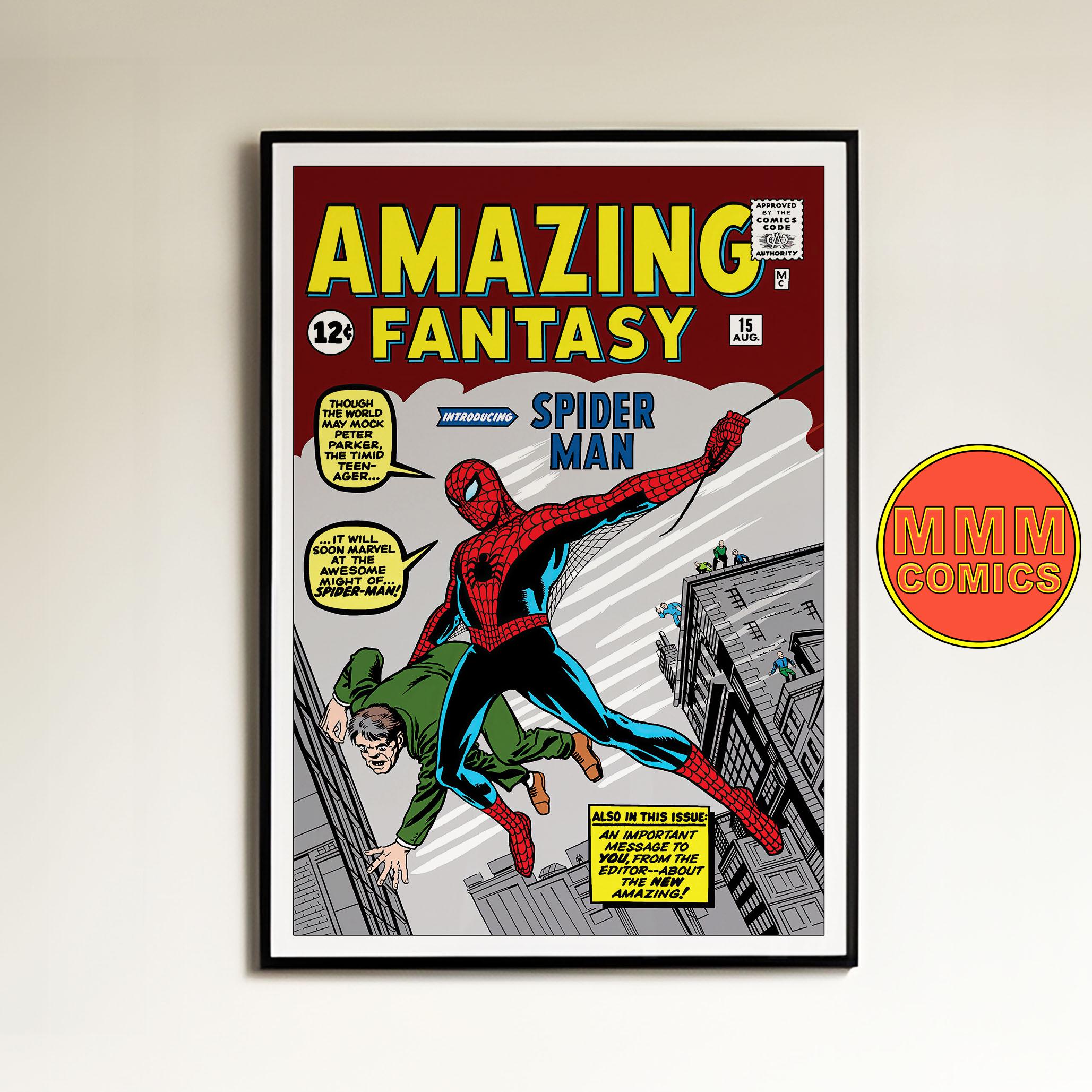 スパイダーマン Amazing Fantasy #15 シルクスクリーンポスター Spider-man Debut Wall Art | Digital Download | Amazing Fantasy