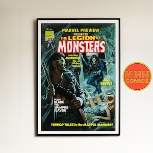 Blade & Morbius Wall Art | Digital Download | Marvel Comic Print | Vintage 70s retro poster | A1 + 2:3 ratio | Vampire | Horror | Gift