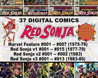 Rode Sonja digitale strips | Verwonder | fantasie | vintage retro verzamelobject | Jaren 70 | Jaren 80 | Zwaard | Tovenarij | Actie | #RSC001