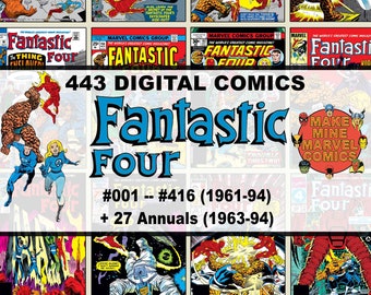 Fantastic Four Digital Comics | Marvel | superheroes | vintage retro collectable | 1960s | 1970s | 1980s | 1990s | Torch | Thing | #FFDC001