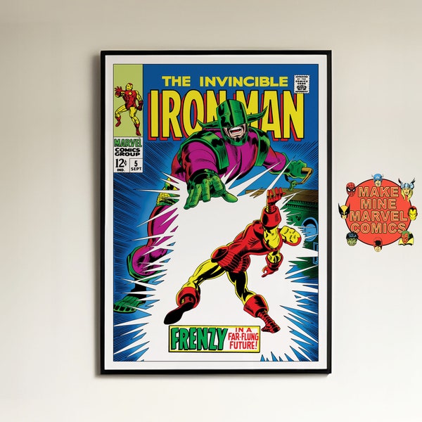 Iron Man Wall Art Marvel | Comic Print | Digital Download | Vintage 1960s retro poster | A1 & 2:3 ratio | superheroes | gift | #IMCC002