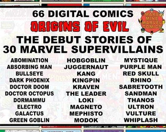 30 Supervillain Debut Digital Comics | Marvel | superheroes | vintage retro collectable | 1960s | 1970s | 1980s | Thanos | MCU | #OEDC001