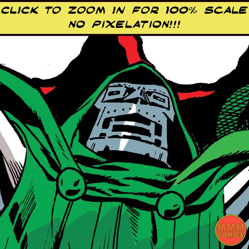 Doctor Doom Wall Art | Digital Download | Marvel Comic Cover | 1960s ...