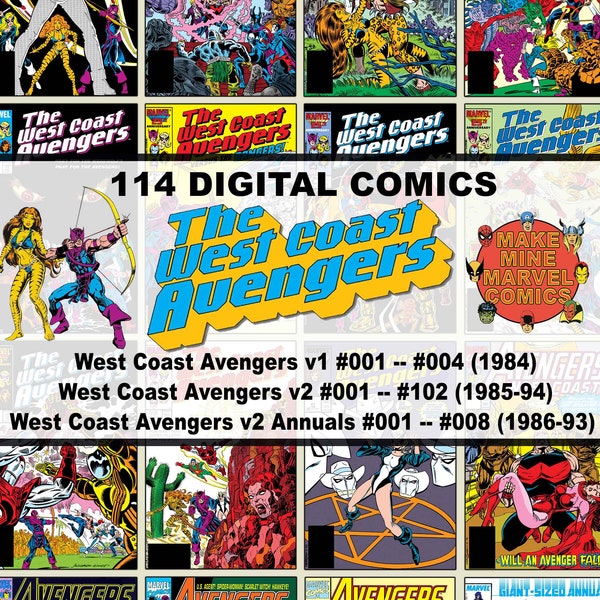 West Coast Avengers Digital Comics | Marvel | superheroes | vintage retro collectable | 1980s | 1990s | Hawkeye | Iron Man | #WADC001