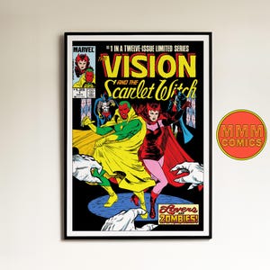 Vision & Scarlet Witch #1 Wall Art | Digital Download | Marvel Comic cover | Vintage 80s retro poster | A1 + 2:3 ratio | MCU | #VSCC002