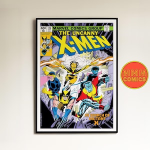 X-Men #126 Wandkunst | Digitaler Download | Marvel Comics Cover | Vintage 1970er Jahre Retro Plakat | A1 & Format 2:3 | Superhelden | Vielfraß | Sturm