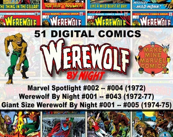 Werewolf By Night Digital Comics | Marvel | vintage retro collectable | 1970s | Suspense | Supernatural | Horror | Fear | Wolf | #WWDC001