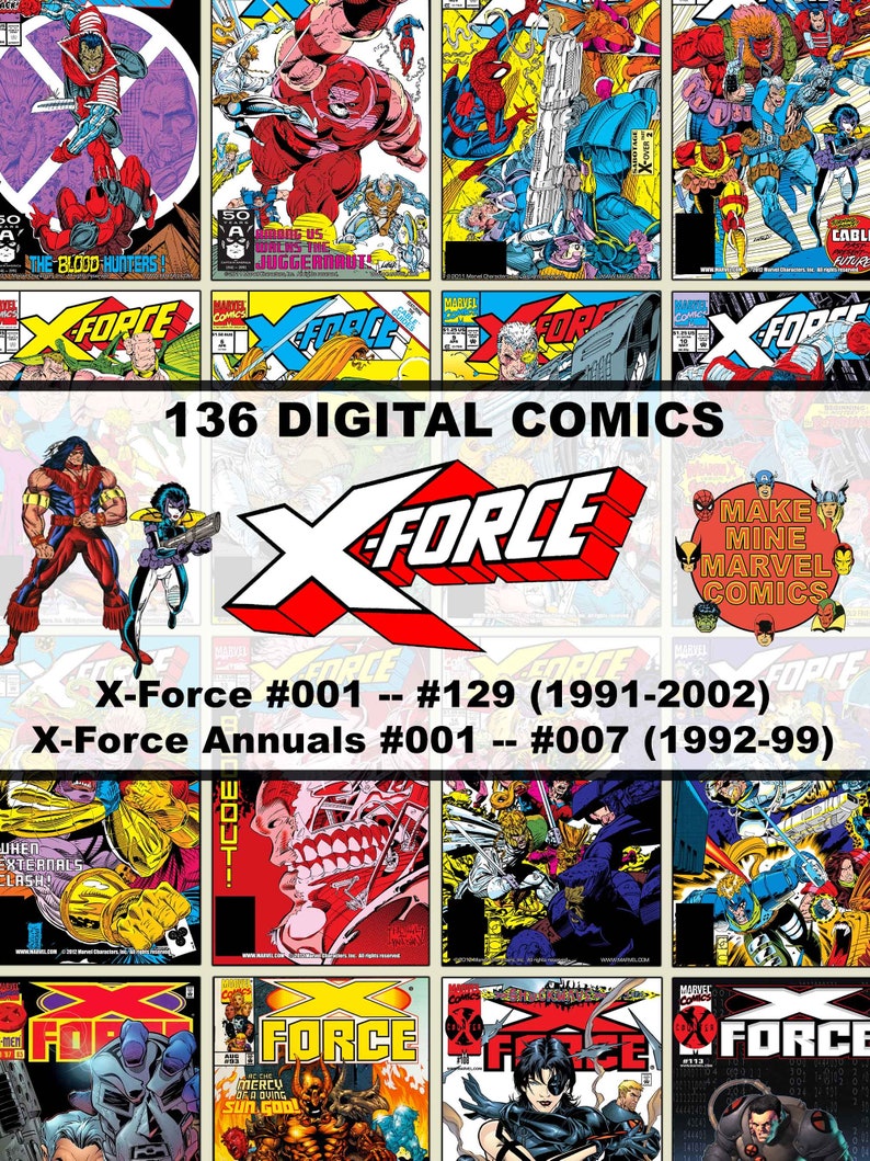 X-Force Digital Comics Marvel superheroes vintage retro collectable 1990s X-Men Domino Cable Rob Liefeld Mutant XODC001 zdjęcie 1