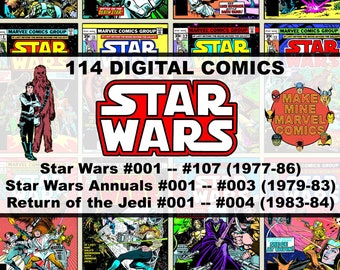 Star Wars Marvel Digital Comics / film / vintage retrò da collezione / anni '70 / '80 / Jedi / Skywalker / L'Impero colpisce ancora / #STDC001