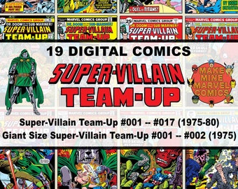Superschurk werkt samen Digitale strips | Verwonder | superhelden | vintage retro verzamelobject | Jaren 70 | Jaren 80 | Dokter Doom | Rode schedel | #SVDC001
