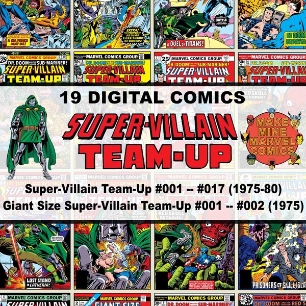 Super-Villain Team-Up Digital Comics | Marvel | superheroes | vintage retro collectable | 1970s | 1980s | Doctor Doom | Red Skull | #SVDC001