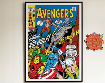 Avengers Wall Art / Marvel Comic Print / Descarga digital / Póster retro vintage de los años 70 / Relación A1 y 2:3 / Iron Man / Thor / regalo / #AVCC001