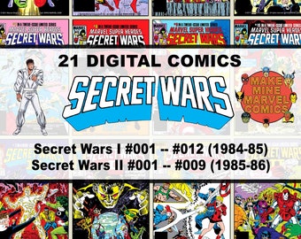 Secret Wars Digital Comics / Marvel / superhéroes / vintage retro coleccionable / 1980s / X-Men / Avengers / MCU / Serie limitada / #SEDC001