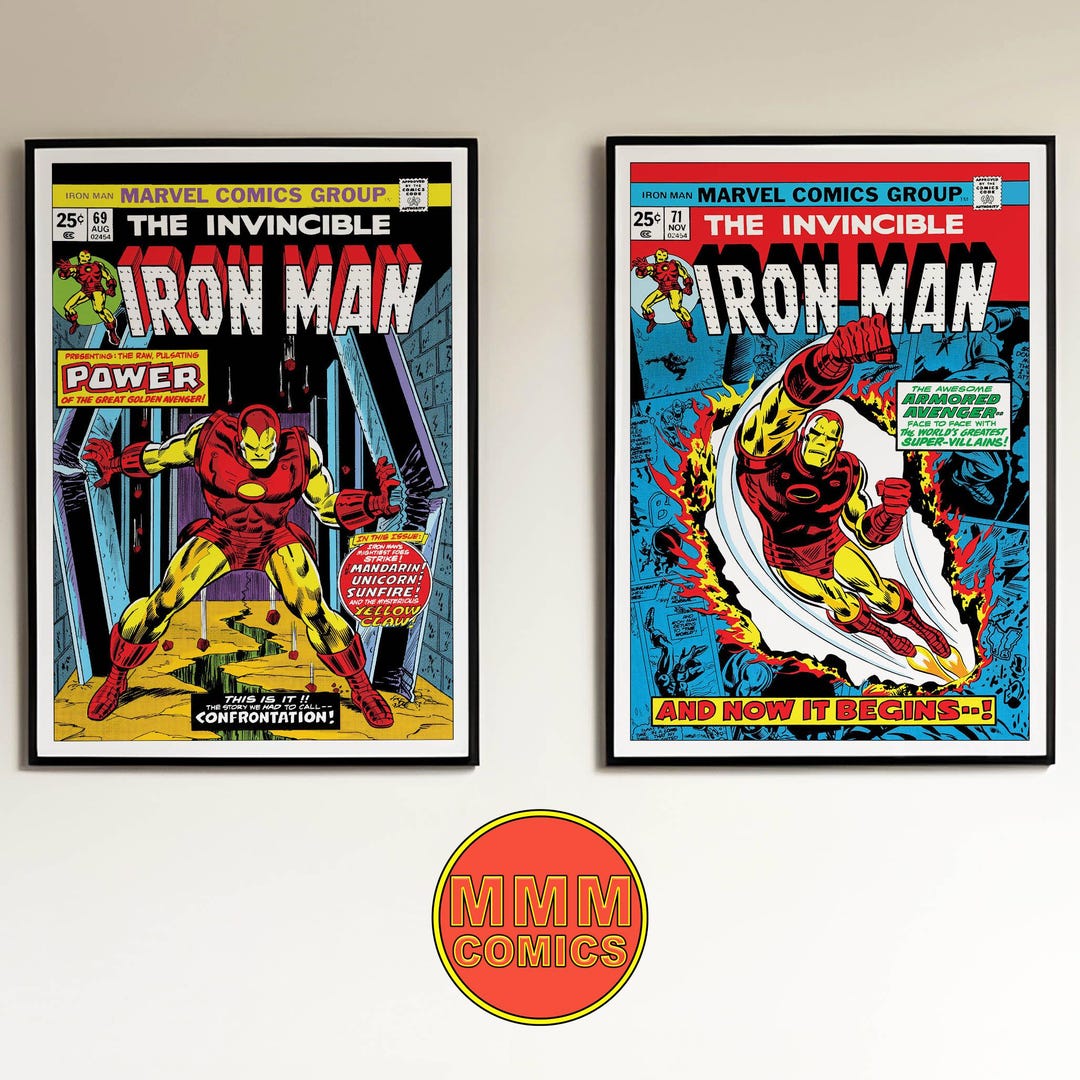 Iron Man Wall Art | Digital Download | Marvel Comics Cover X 2 ...