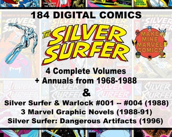 Silver Surfer Digitale Comics | Staunen | Superhelden | Vintage Retro Sammlerstück | 1960er Jahre | 1970er Jahre | 1980er Jahre | 1990er Jahre | Die Fantastischen Vier | #SFDC001