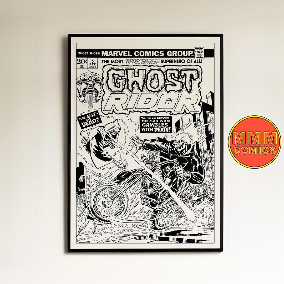 Ghost Rider #5 Ink Wall Art | Digital Download | Motorcycle | Marvel ...