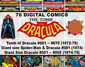 Tumba de Drácula Digital Comics / Marvel / Príncipe de las Tinieblas / coleccionable retro vintage / Década de 1970 / Suspenso / Vampiros / Terror / #TDDC001