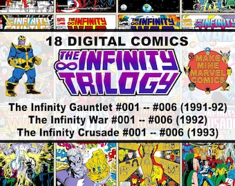 Infinity Trilogy Digital Comics / Marvel / superhéroes / vintage retro coleccionable / 1990s / Thanos / MCU / Avengers / Saga / #ITDC001