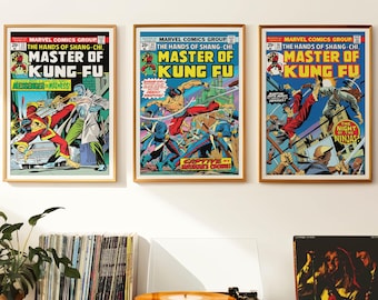 Master of Kung Fu Wall Art | Digital Download | Marvel Comics cover x 3 | Martial Arts | 1970s retro poster | A1 2:3 ratio | gift | #KFCC001