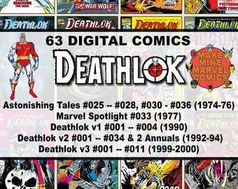 Bandes dessinées numériques Deathlok | merveille | super-héros | rétro vintage de collection | Années 1970 | Années 80 | Années 90 | Action | cyborg | soldat | #DLDC001
