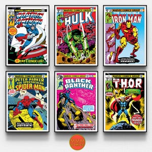 Marvel Legends late '70s Wall Art | Digital Download | Comic Print x 6 | Vintage retro art poster | A1 & 2:3 ratio | Spider-Man | gift | MCU
