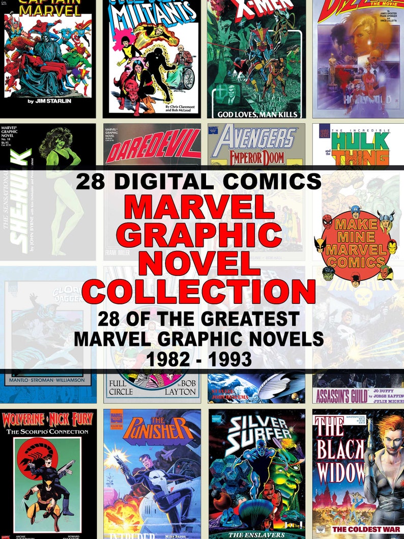 Graphic Novels Digital Comics Marvel superheroes vintage retro collectable 1980s 1990s X-Men Spider-Man Punisher GNDC001 image 1