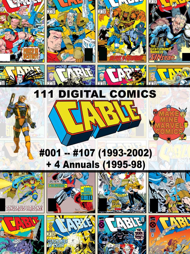 Cable Digital Comics Marvel superheroes vintage retro collectable 1990s Action X-Force X-Men Cyclops soldier CBDC001 image 1