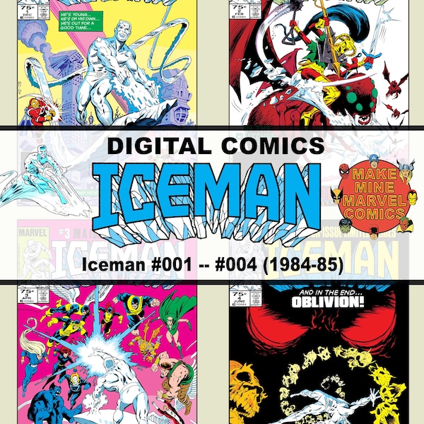 Iceman Digital Comics | Marvel | superhero | vintage retro collectable | 1980s | X-Men | Mutant | Limited series | #ICDC001