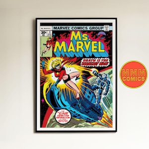 Arte mural de Ms. Marvel #3 / Descarga digital / Portada del cómic de Marvel / Póster retro de los 70 / Formato A1 y 2:3 / Regalo / #MMCC001