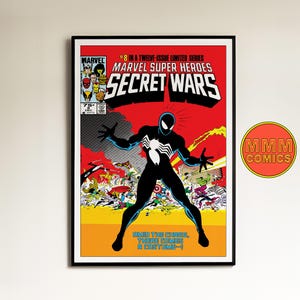 Secret Wars #8 Wandkunst | Digitaler Download | Marvel Comics Cover | Spiderman | 1980er Jahre Retro Plakat | A1 & Format 2:3 | #SECC003