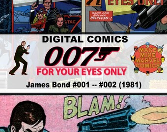 James Bond Digital Comics / Marvel / vintage retro coleccionable / Década de 1980 / Espía / Película / Sólo para tus ojos / 007 / Roger Moore / #JBDC001