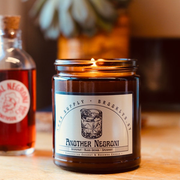 Another Negroni Handmade Scented Candle Grapefruit, Mint, Juniper, Blood Orange Refreshing Bartender Cocktail Drinker Negroni Gift Candle