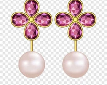 Handmade new style fashionable and sweet pendant flower pink pearl earrings